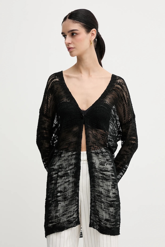 Sisley cardigan uni negru 106CM602K