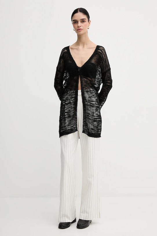 Sisley cardigan 106CM602K negru SS25