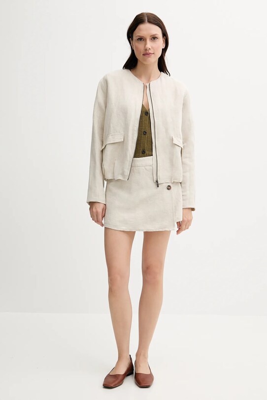 Sisley kamizelka z domieszką lnu 105GM602J zielony SS25