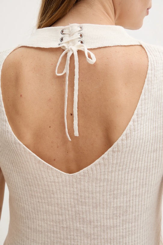 Свитер с примесью льна Sisley 105GM106G бежевый