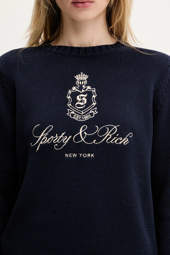 Sporty & Rich maglione in cotone Vendome Knitted blu navy WS065606205BL106
