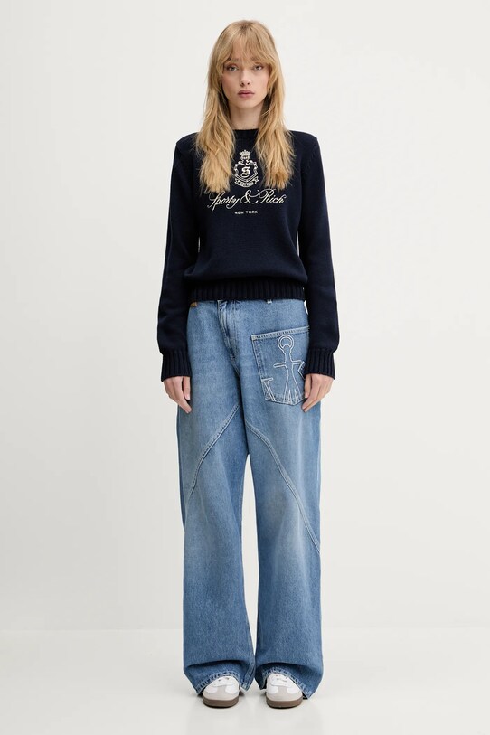 Sporty & Rich maglione in cotone Vendome Knitted WS065606205BL106 blu navy