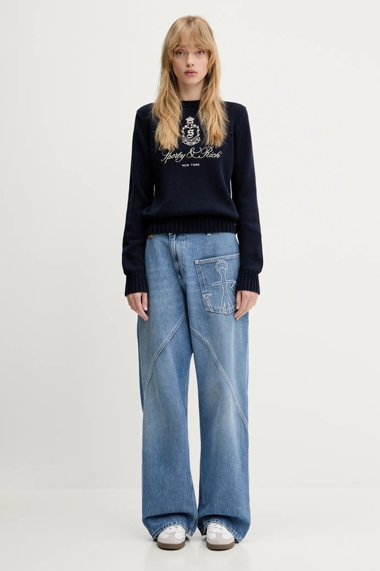 Sporty & Rich cotton jumper Vendome Knitted WS065606205BL106 navy