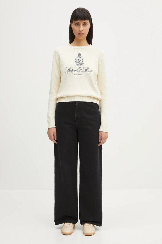 Sporty & Rich sweter bawełniany Vendome Knitted WS065606205WH37 beżowy