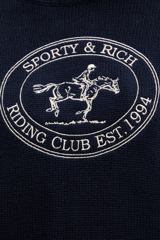 Bavlněný svetr Sporty & Rich Riding Club Knitted námořnická modř WS065612244BL106