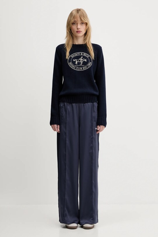 Sporty & Rich pulover de bumbac Riding Club Knitted WS065612244BL106 bleumarin