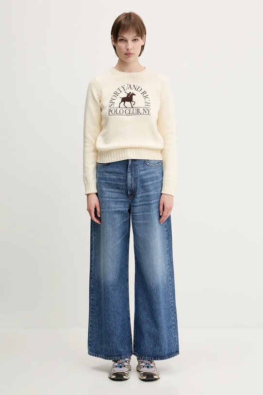 Sporty & Rich pulover de bumbac Polo Club Knitted WS065612252CR01 bej