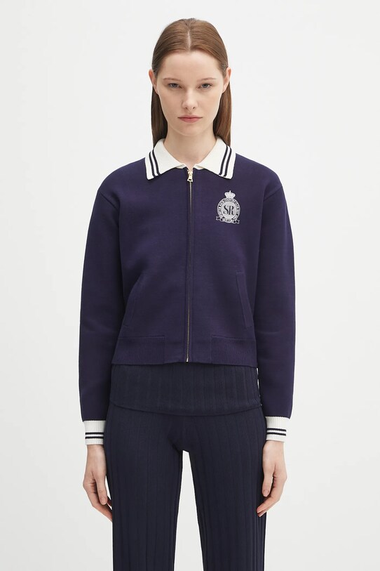 Sporty & Rich cardigan Royal Club Zipped all-over print navy CA006620219BL106