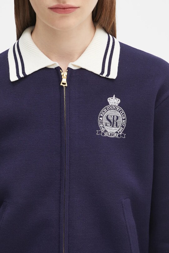 Sporty & Rich kardigan Royal Club Zipped granatowy CA006620219BL106