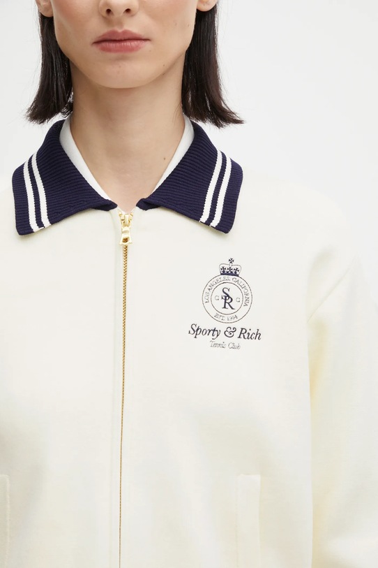 Sporty & Rich kardigan Crown Tennis Zipped biały CA006621202WH06