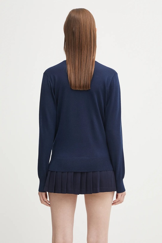 Odzież Sporty & Rich sweter wełniany Src Cableknit V-Neck WS070602302BL117 granatowy