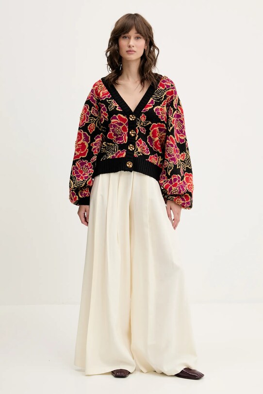 Farm Rio cardigan din amestec de lână 328846 negru SS25