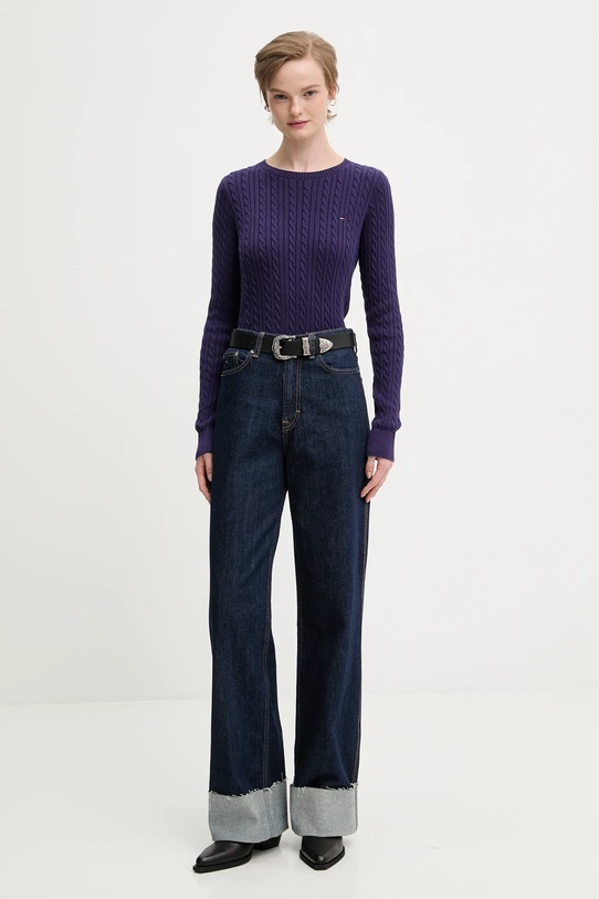 Tommy Jeans sweter bawełniany DW0DW22165 fioletowy AW25