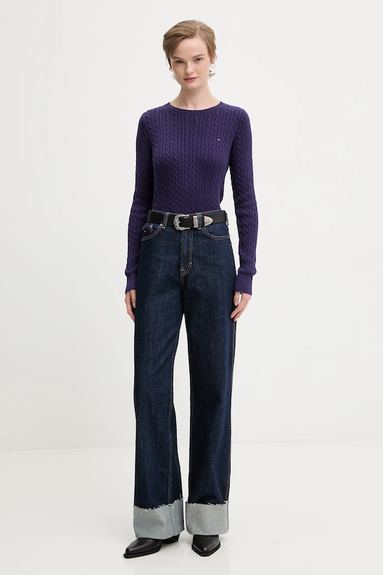 Бавовняний светр Tommy Jeans DW0DW22165 фіолетовий AW25
