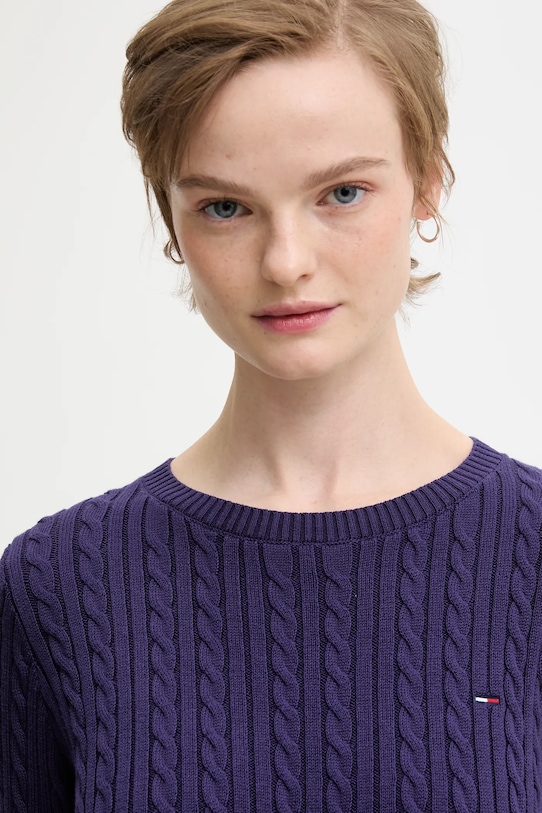 Бавовняний светр Tommy Jeans фіолетовий DW0DW22165