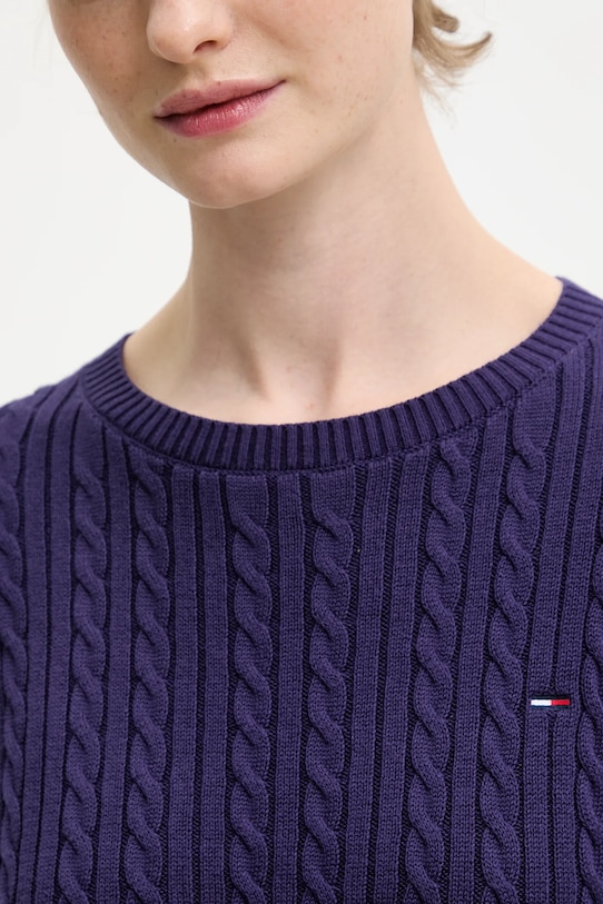 Бавовняний светр Tommy Jeans DW0DW22165 фіолетовий