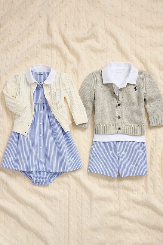Дитячий бавовняний кардиган Polo Ralph Lauren бежевий 310543047008