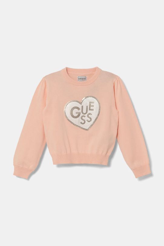 Guess pulover de bumbac pentru copii imprimeu portocaliu K5RR00.Z3CG0.PPYA