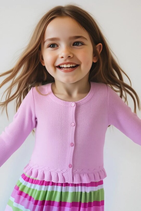 Mayoral cardigan per bambini a maglia fine rosa 3374.6B.Mini.PPYA