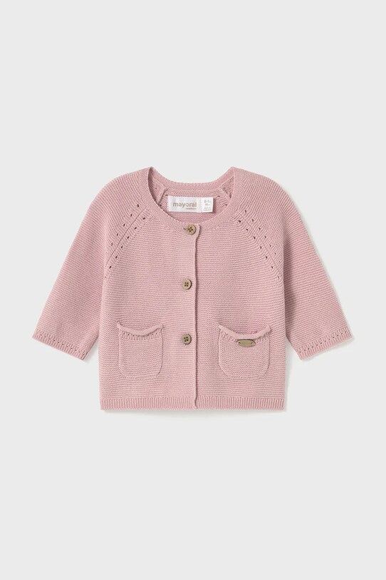 Детский хлопковый кардиган Mayoral Newborn 1307.2D.Newborn.PPYH розовый SS25