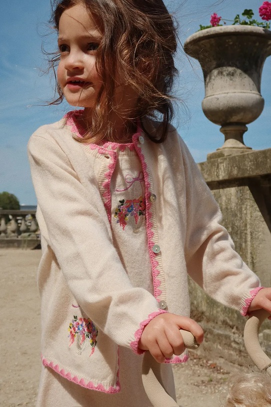 Dětský vlněný kardigan Konges Sløjd COLLETTE KNIT CARDIGAN vlna béžová KS102823