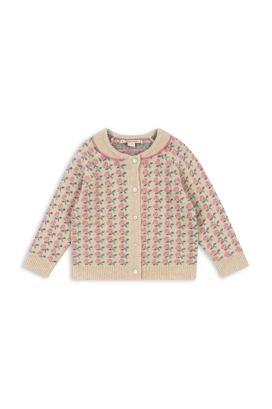 Konges Sløjd cardigan de lână pentru copii BELOU KNIT CARDIGAN KS102858 bej SS25