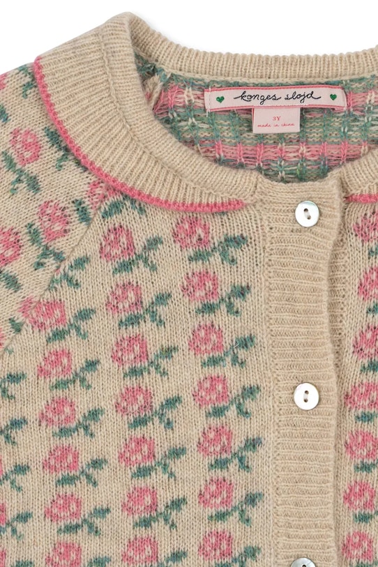 Konges Sløjd kardigan wełniany dziecięcy BELOU KNIT CARDIGAN beżowy KS102858