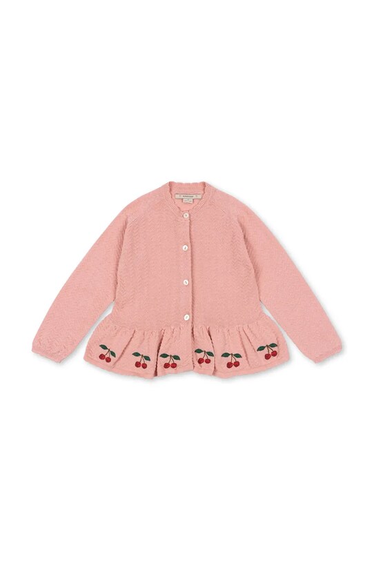 Детский хлопковый кардиган Konges Sløjd CYPRES CARDIGAN GOTS KS102417 розовый SS25