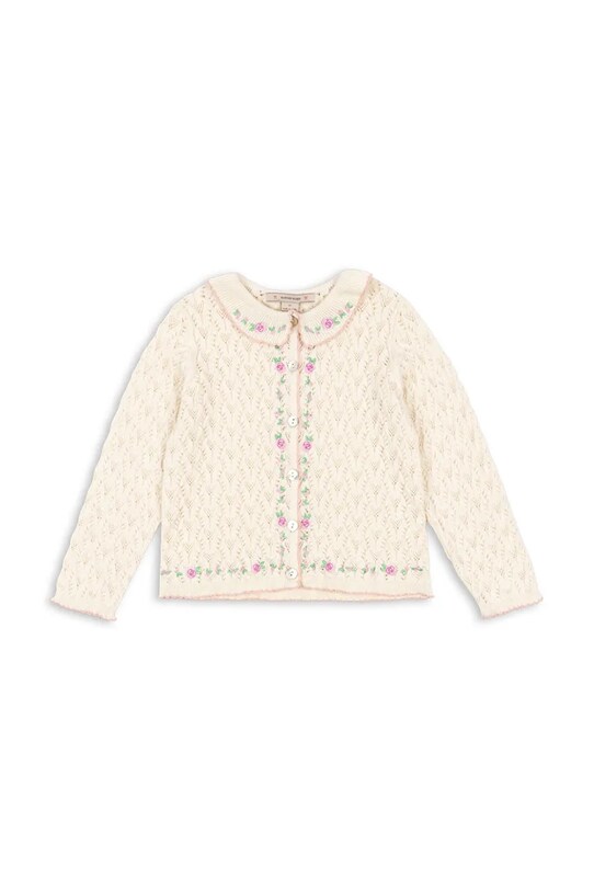Kardigan s ododatkom vune za bebe Konges Sløjd ROSIER CARDIGAN KS102420 bež SS25