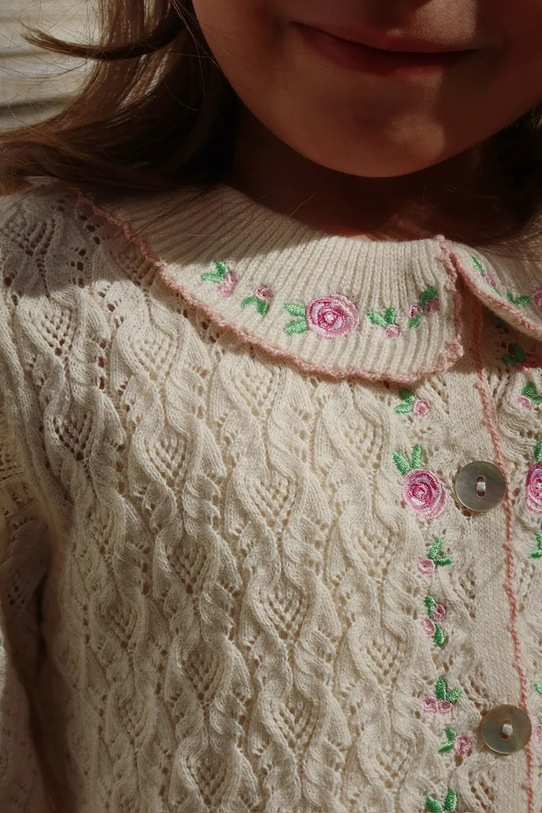 Kardigan s ododatkom vune za bebe Konges Sløjd ROSIER CARDIGAN KS102420 bež