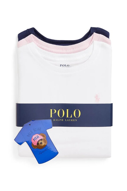 Дитяча бавовняна футболка Polo Ralph Lauren 3-pack 312902553004 рожевий SS25