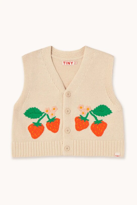 Tinycottons kamizelka dziecięca STRAWBERRIES VEST SS25.304 beżowy SS25