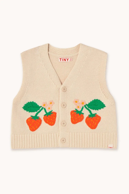 Dječji prsluk Tinycottons STRAWBERRIES VEST SS25.304 bež SS25