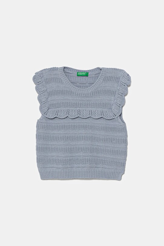 United Colors of Benetton vestă din bumbac pentru copii uni albastru 1077G100V.P.Seasonal