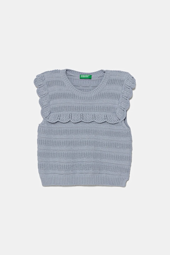 United Colors of Benetton vestă din bumbac pentru copii uni albastru 1077G100V.P.Seasonal