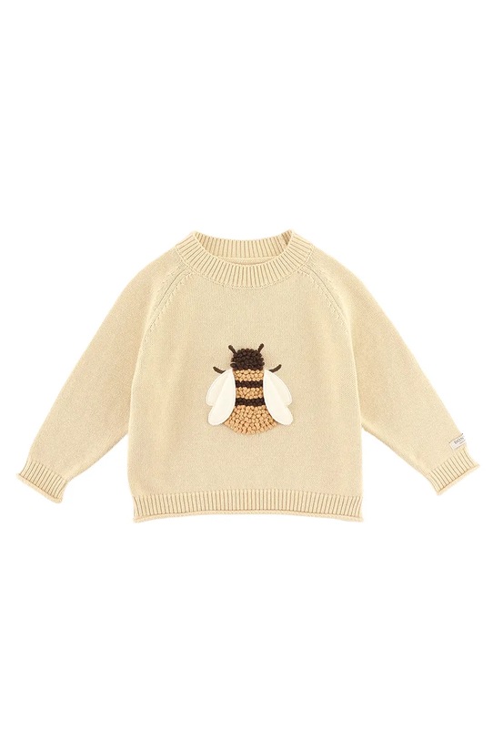 Хлопковый свитер для младенцев Donsje Valenthe Sweater Bee 4098401.68.92 бежевый SS25
