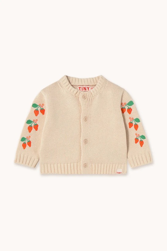 Tinycottons baba pamut kardigán STRAWBERRIES BABY CARDIGAN SS25.302 bézs SS25