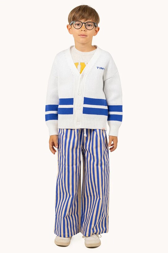 Tinycottons kardigan bawełniany dziecięcy STRIPES CARDIGAN beżowy SS25.334