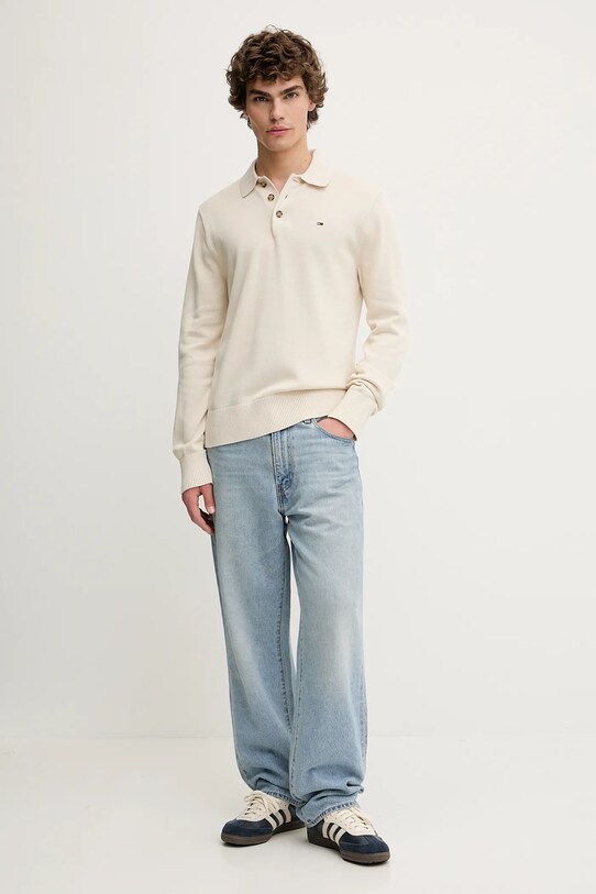 Bavlněný svetr Tommy Jeans DM0DM20304 béžová SS25
