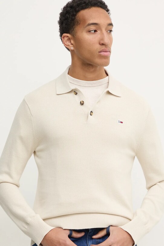 Хлопковый свитер Tommy Jeans бежевый DM0DM20304