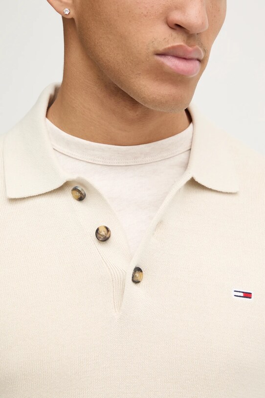 Хлопковый свитер Tommy Jeans DM0DM20304 бежевый
