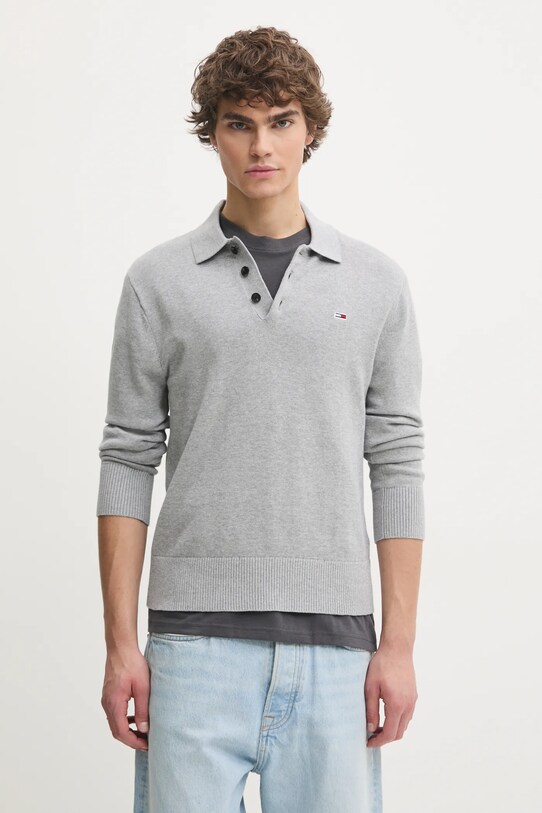 Хлопковый свитер Tommy Jeans хлопок серый DM0DM20304
