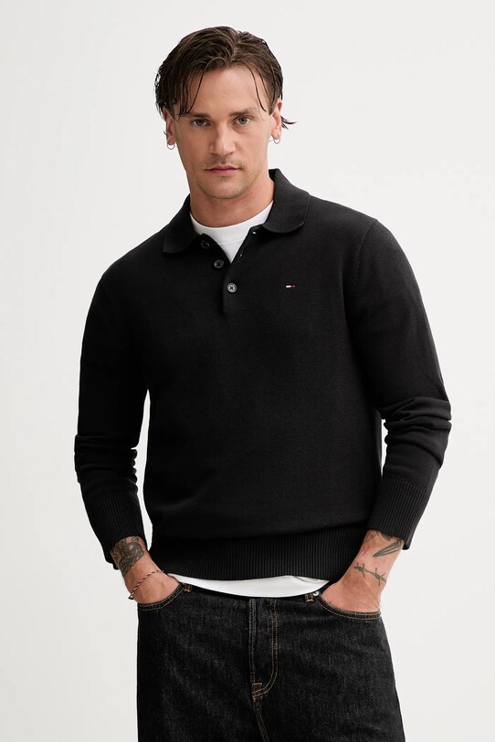Tommy Jeans pulover de bumbac grosime medie negru DM0DM20304
