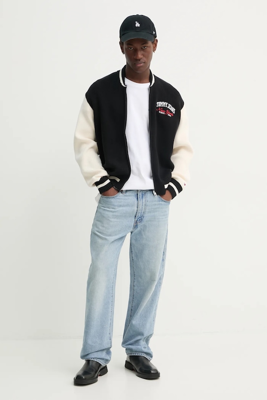 Tommy Jeans kardigan bawełniany DM0DM20306 czarny SS25