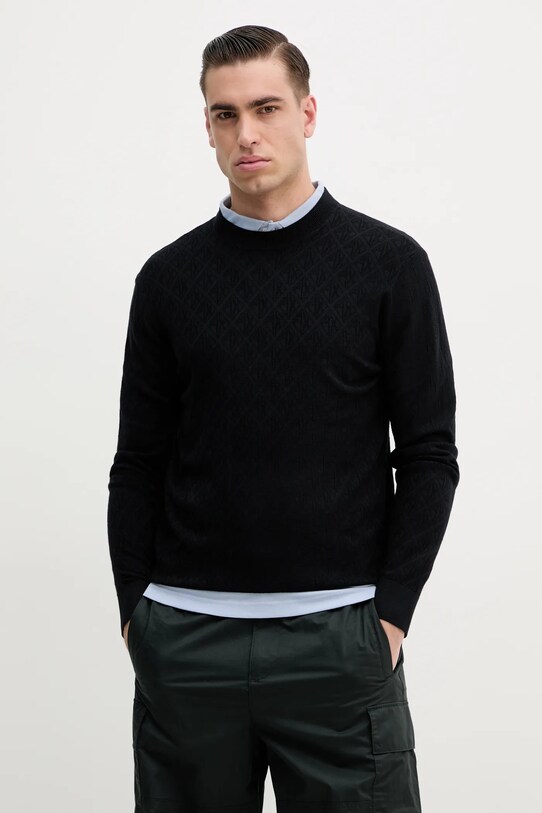 Armani Exchange pulover subtiri bleumarin XM000176.AF10454