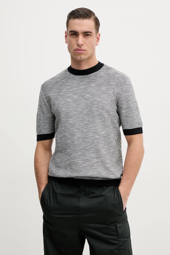 Armani Exchange tricou din bumbac melanj bleumarin XM000175.AF11966