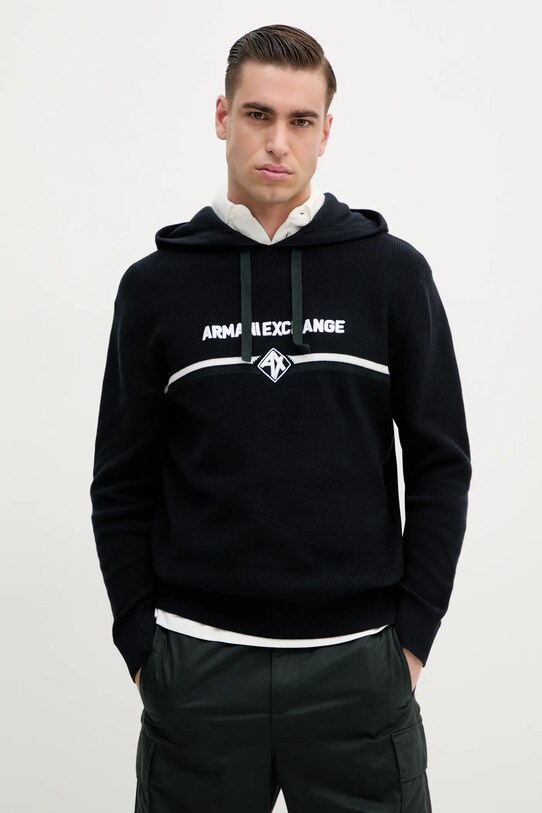Armani Exchange sweter bawełniany aplikacja granatowy XM000180.AF11960