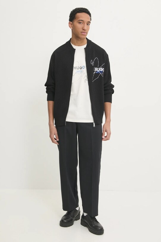 Hugo Blue cardigan 50535271 negru SS25