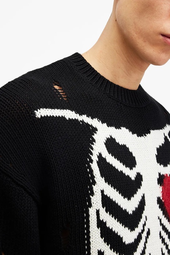 Ρούχα Βαμβακερό πουλόβερ AllSaints HEARTCAGE M027KB μαύρο