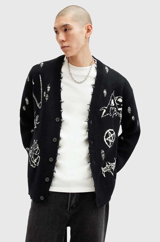 AllSaints cardigan din bumbac KOTO grosime medie negru M058KB
